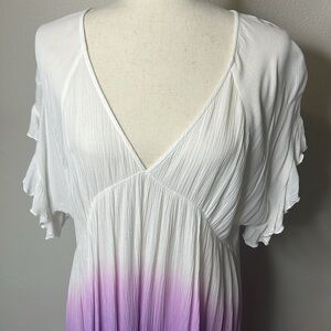 Umgee Tiered Ruffle Dress CoverUp M  Purple Rayon Babydoll Fairy Milkmaid Whimsy